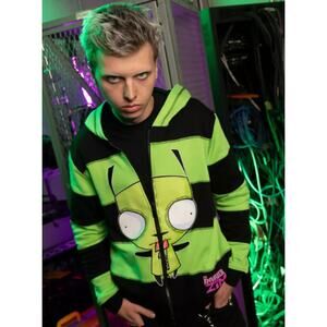 Invader Zim Gir Hoodie – Reversible Zip-Up Jacket with Graphic Prints Size (M)